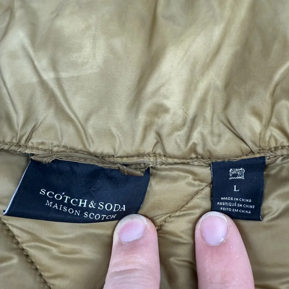 Scotch & Soda Jacket Mens Large Quilted Puffer Reversible Snap Front Modern - Picture 6 of 10